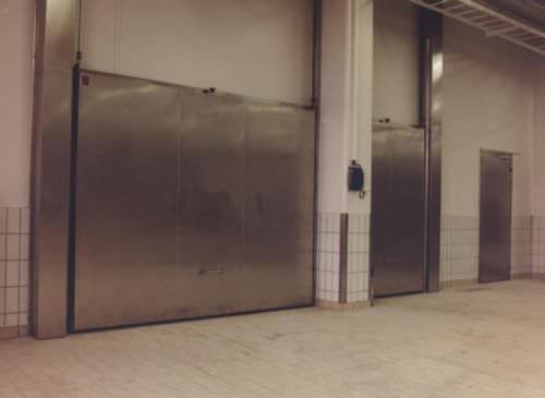 Puerta corredera vertical - AV1501F - DAN-doors - de metal / para cámara frigorífica / industrial