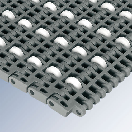 Cinta transportadora modular - E20 series - Afher Eurobelt - de plástico / con rodillos / industrial