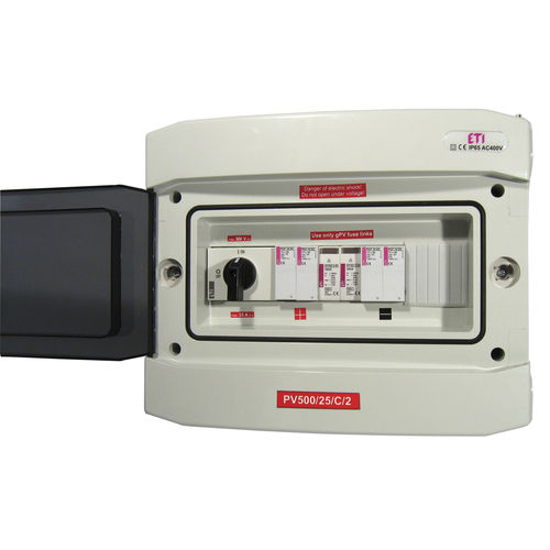 Caja eléctrica de distribución - max. 1 000 V, 25 A, IP 54 - ETI - equipada / de pared / de plástico