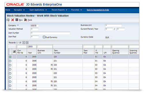Software para informes - JD Edwards - Oracle - de ERP / de posicionamiento / de cadena de suministro