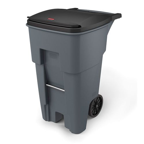 Contenedor de residuos de plástico - FG9W2100GRAY - Rubbermaid - con tapa / con asidero / con 2 ruedas