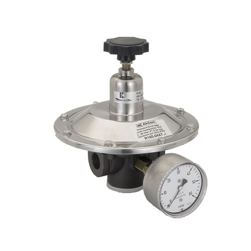 Regulador de presión para gas - R160 series - AirCom Pneumatic - de membrana / monoetapa / de latón
