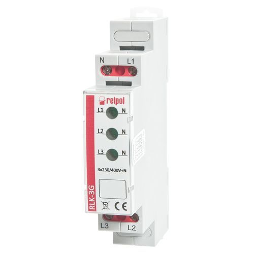 Indicador luminoso de tensión trifásica - RLK-3 series - RELPOL - permanente / LED / en riel DIN