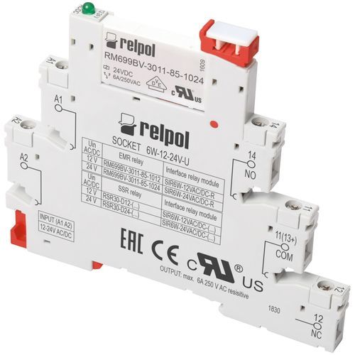 Relé electromecánico DC - SIR6 series - RELPOL - AC / en miniatura / en riel DIN
