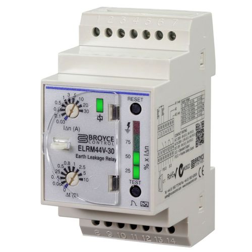 Relé de control de potencia - ELRM44V-30 - Broyce Control - de fuga a tierra / 1NA/NC / trifásico