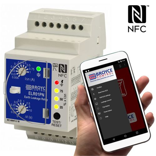 Relé de protección de fuga a tierra - ELR01PN - Broyce Control - 1NA/NC / AC/DC / en riel DIN
