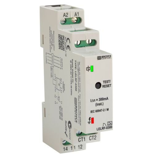 Relé de protección de fuga a tierra - LELRF-0300 - Broyce Control - 1NA/NC / AC / en riel DIN