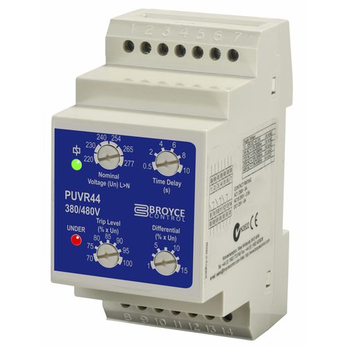 Relé de protección de subtensión - PUVR44 - Broyce Control - 2NA/NC / trifásico / en riel DIN
