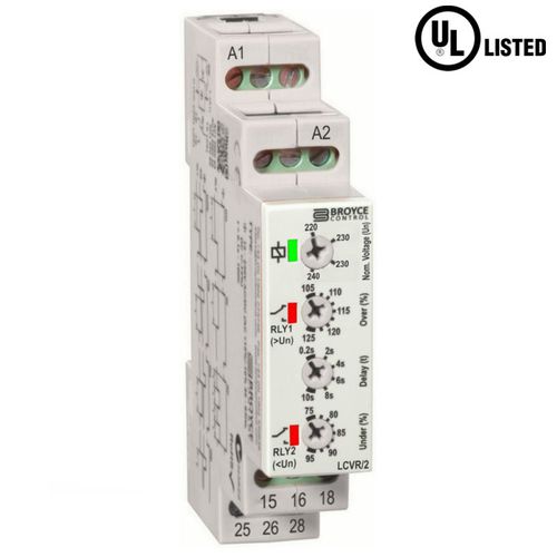 Relé de vigilancia de subtensión - LCVR/2 - Broyce Control - de sobretensión / 1NA/NC / AC