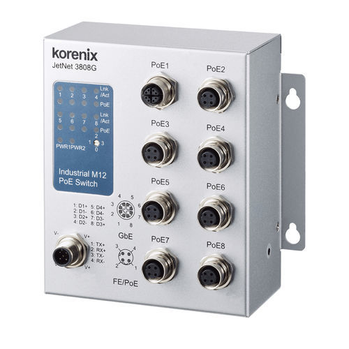 Conmutador Ethernet no administrable - JetNet 3808G-M12 - Korenix Technology - 8 puertos / gigabit / embarcado