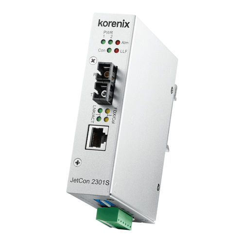 Convertidor de medios - JetCon 2301S - Korenix Technology - Ethernet / de fibras ópticas / rápido