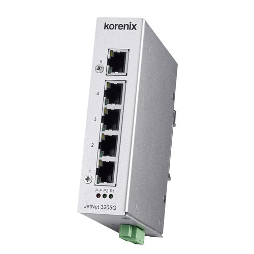 Conmutador Ethernet no administrable - JetNet 3205G - Korenix Technology - 5 puertos / 10/100BaseT(X) / Gigabit Ethernet