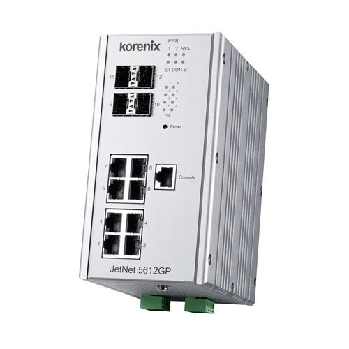 Conmutador Ethernet administrable - JetNet 5612GP-4F - Korenix Technology - 12 puertos / de nivel 2 / Gigabit Ethernet