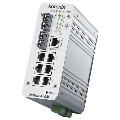Conmutador Ethernet administrable - JetNet 4508f - Korenix Technology - 8 puertos / 10/100BaseT(X) / de fibras ópticas