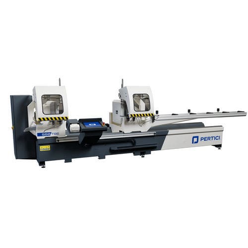 Tronzadora doble cabezal para aluminio - TSE series - Pertici S.p.A. - para PVC / con posicionador integrado / para perfiles