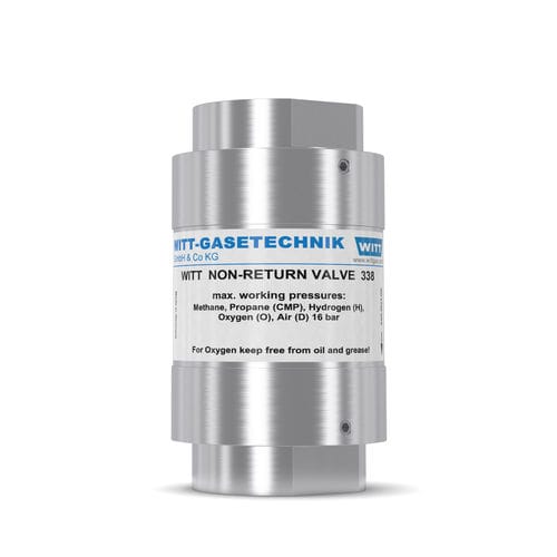 Válvula anti-retorno para oxígeno - 338-ES - WITT-Gasetechnik - para gas / de acero inoxidable / de muelle