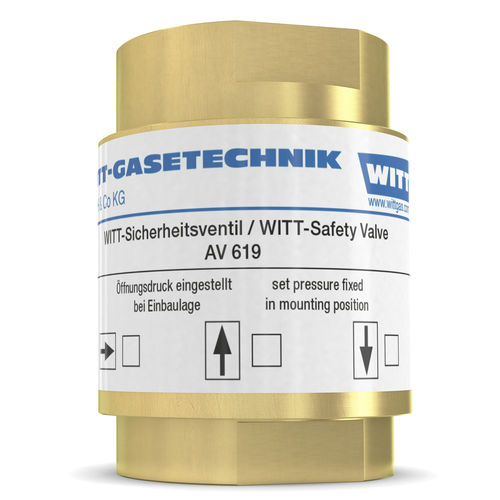 Válvula de seguridad para gas - AV 619 - WITT-Gasetechnik - para conducto / para depósito / de latón