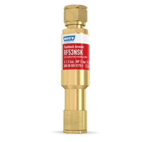 Antirretorno parallamas para operación de recorte y soldadura - RF53NSK - WITT-Gasetechnik - para la industria del vidrio / para reguladores de presión / para hidrógeno