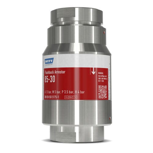 Antirretorno parallamas con válvula antirretorno - RF85-30N-ES - WITT-Gasetechnik - de proceso / de laboratorio / para la industria química