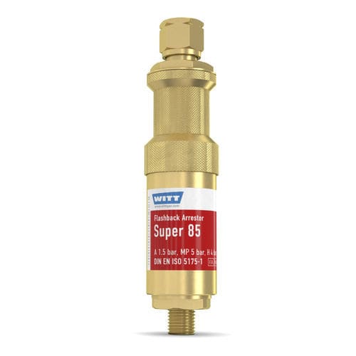 Antirretorno parallamas con válvula de cierre accionada por presión - Super 85 - WITT-Gasetechnik - con válvula antirretorno / rápido / para la industria del vidrio