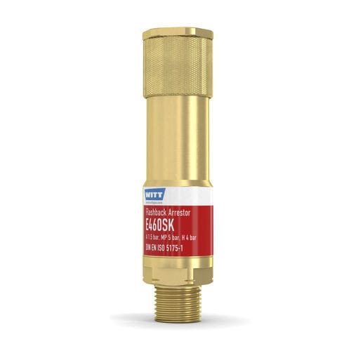 Antirretorno parallamas con válvula antirretorno - E460-SKU - WITT-Gasetechnik - para la industria del vidrio / para hidrógeno / para operación de recorte y soldadura