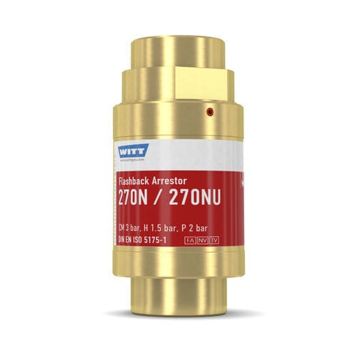 Antirretorno parallamas con válvula antirretorno - 270N/NU - WITT-Gasetechnik - para aplicaciones geotérmicas / para la industria del vidrio / para hidrógeno