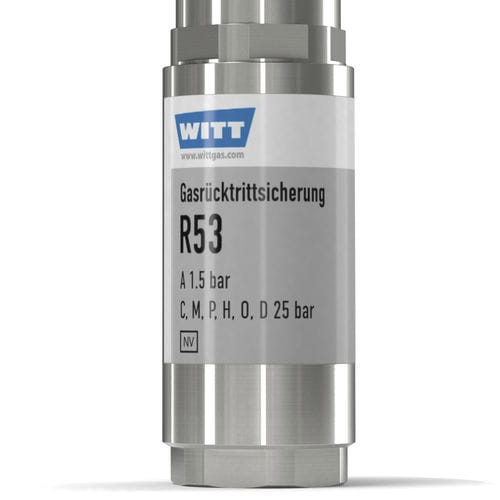 Válvula anti-retorno para oxígeno - R53-ES - WITT-Gasetechnik - para gas / de protección / de acero inoxidable