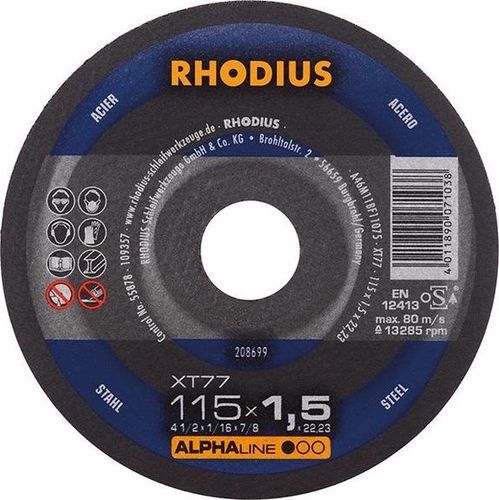 Disco tronzador para acero - XT77 - RHODIUS - fino