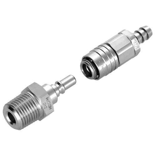 Racor hidráulico - Micro Cupla - Nitto Kohki Europe - neumático / push-to-lock / de latón