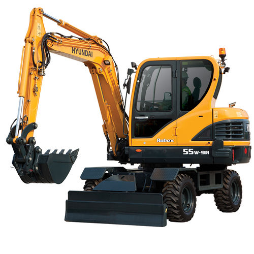 Miniexcavadora - R55W-9A - Hyundai Construction Equipment Americas, Inc. - con neumáticos / Tier 4 provisional / para obra de construcción