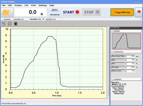 Software gráfico - Force-Time (Torque-Time) Graphing Software  ZLINK4 - IMADA - de análisis / para prueba / medida de fuerza