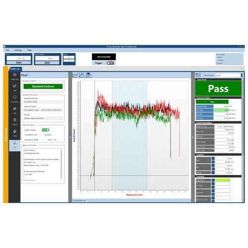 Módulo software para prueba de adhesión - IMADA - de cálculos / medida de fuerza / plug-in