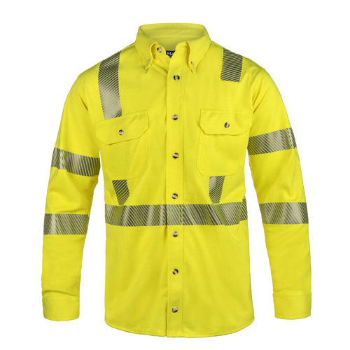 Camisa de alta visibilidad - ISHAT29RT - Lakeland Industries - de trabajo / contra los arcos eléctricos / de tejido