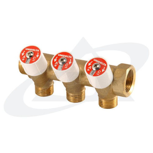 Manifold de 3 vías - 4098 series - Unidelta S.p.A. - de latón / de distribución / para calefacción