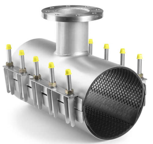 Brida para productos químicos - 20 mm | HUWA T - HUWA international - de acero inoxidable / con copela de servicio