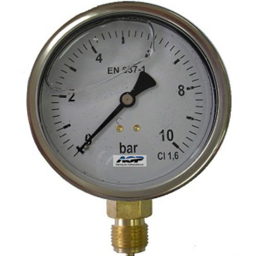 Manómetro analógico - A.G.P. VALVULAS 10 SL - para montaje en panel / de acero inoxidable / de tubo Bourdon de líquido
