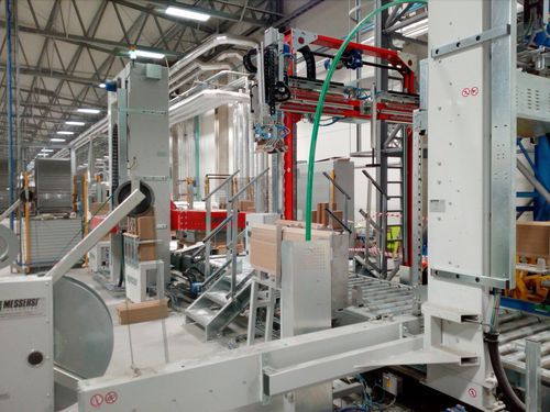 Línea de embalaje para flejadora - MESSERSI' PACKAGING - para productos de cerámica