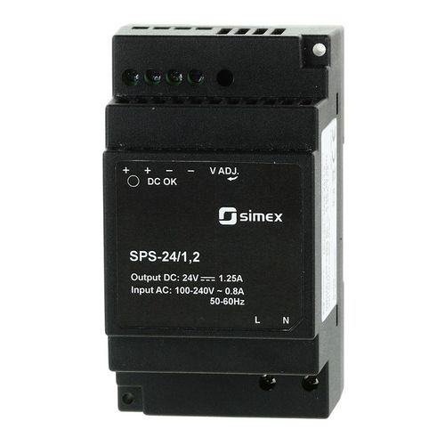 Alimentación eléctrica en riel DIN - SPS-24/1,2 - SIMEX Sp. z o.o. - AC/DC / de salida simple / con protección contra cortocircuitos