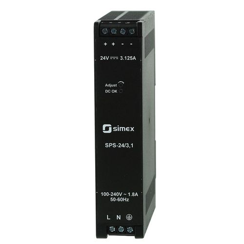 Alimentación eléctrica en riel DIN - SPS-24/3,1 - SIMEX Sp. z o.o. - AC/DC / de salida simple / monofásica