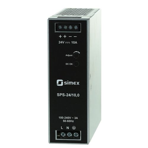 Alimentación eléctrica en riel DIN - SPS-24/10,0 - SIMEX Sp. z o.o. - AC/DC / de salida simple / con protección contra cortocircuitos