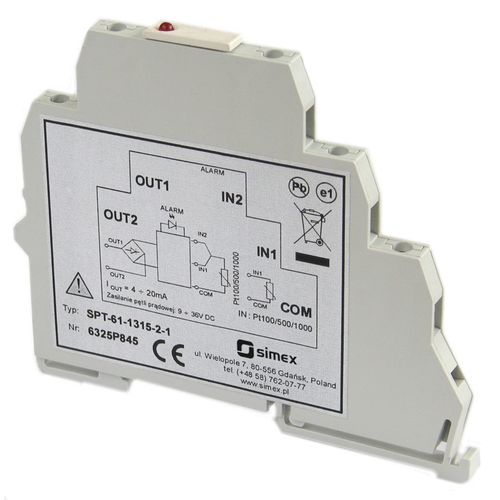 Transmisor de temperatura en riel DIN - SPT-61 - SIMEX Sp. z o.o. - RTD / 3 hilos / 4-20 mA