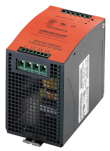 Alimentación eléctrica en riel DIN - 12 - 48 V, 120 - 480 W | PST120 - PST120 series - Connectwell Industries - AC/DC / conmutada / trifásica