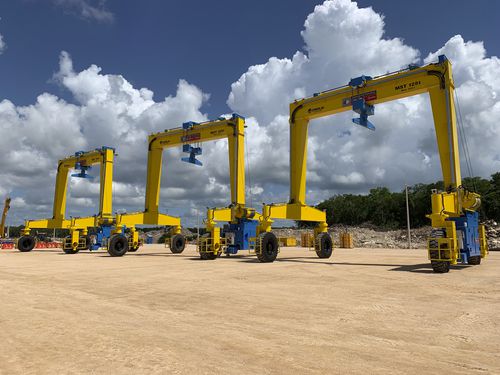 Carretilla elevadora de tipo straddle (horcaja) para vigas prefabricadas de hormigón - MST 125 - CIMOLAI TECHNOLOGY - para cargas pesadas / con neumáticos