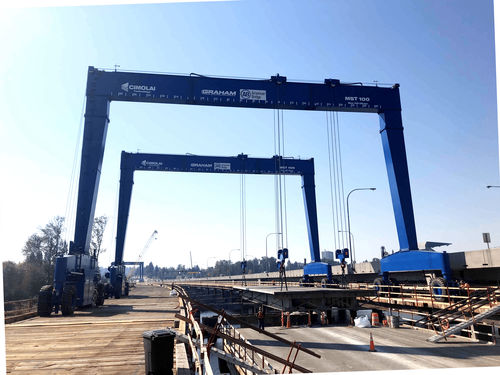 Carretilla elevadora de tipo straddle (horcaja) para vigas prefabricadas de hormigón - MST 100 - CIMOLAI TECHNOLOGY - para la ingeniería civil / para cargas pesadas