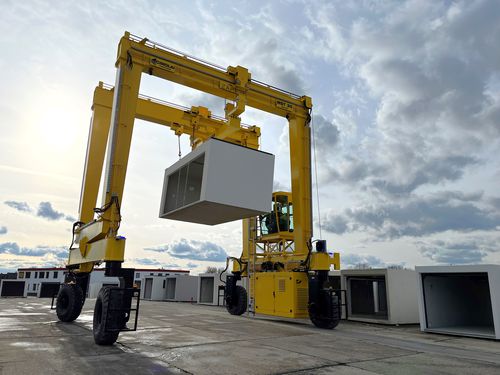 Carretilla elevadora de tipo straddle (horcaja) para vigas prefabricadas de hormigón - MST 35 - CIMOLAI TECHNOLOGY - con neumáticos