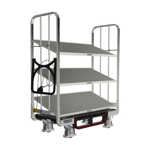 Carretilla de transporte - KLT 600 SE3 OKD 3ZB100 - LKE GmbH - Excellence in Material Handling - para preparación de pedidos / 3 niveles / con plataforma basculante