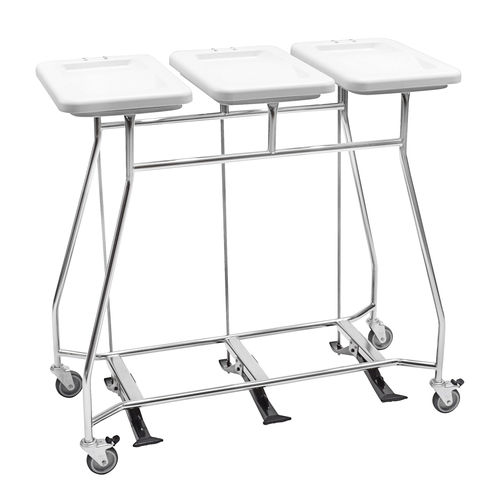 Carro portabolsas multiusos - WSS3-T - LKE GmbH - Excellence in Material Handling - de acero inoxidable / con pedal