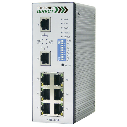 Conmutador Ethernet administrable - HWE-800 - Ethernet Direct - 8 puertos / en riel DIN / industrial