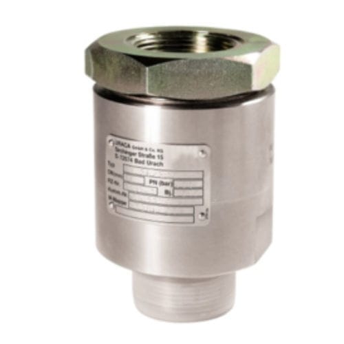 Válvula de retención de bolas - RV series - URACA GmbH & Co.KG - desatascadora / de estrangulación / compacta