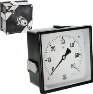 Manómetro con carcasa cuadrada - RQ144-3 - Manometer Preiss EMPEO-KBM OHG - analógico / de acero inoxidable / de tubo Bourdon